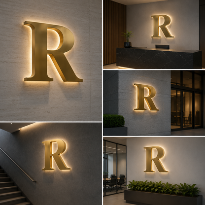 Premium Gold Acrylic Letter Sign | 3D Raised Alphabet for Name Plates & Wall Branding | Luxury Metallic Finish Letter