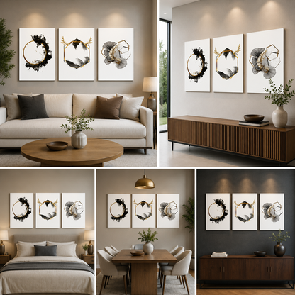 Abstract modern Wall Art Set of 3 (12x 18 In)