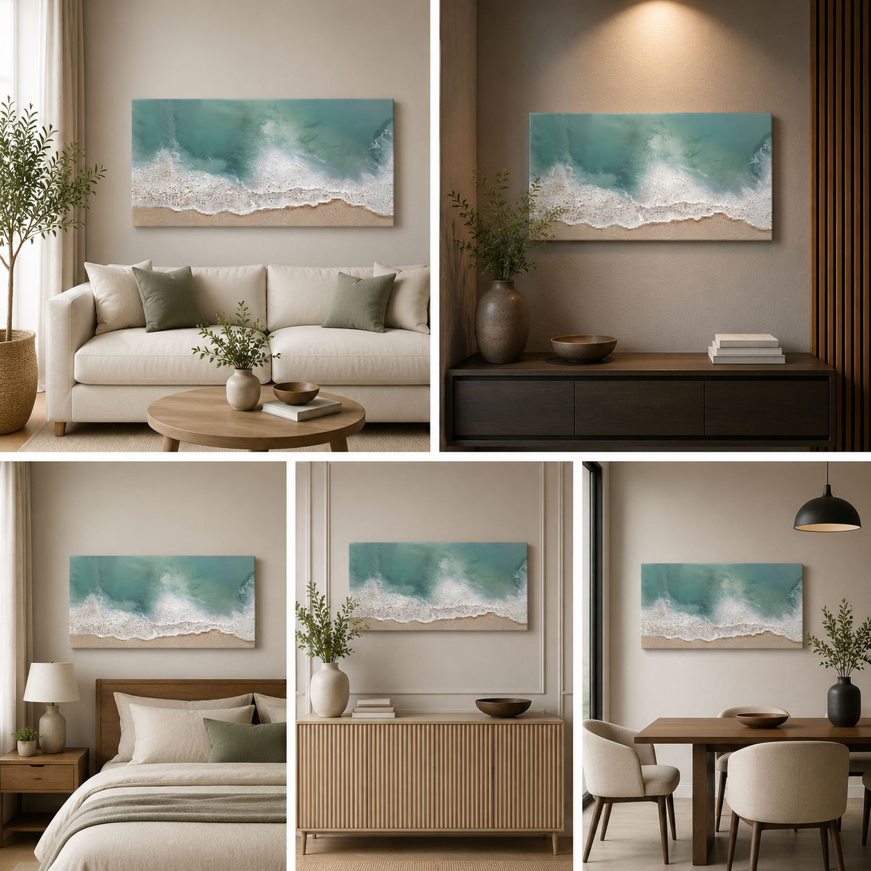 Abstract Ocean Waves Wall Painting | Modern Seascape Canvas Art | Horizontal Acrylic UV Printed Wall Decor for Living Room