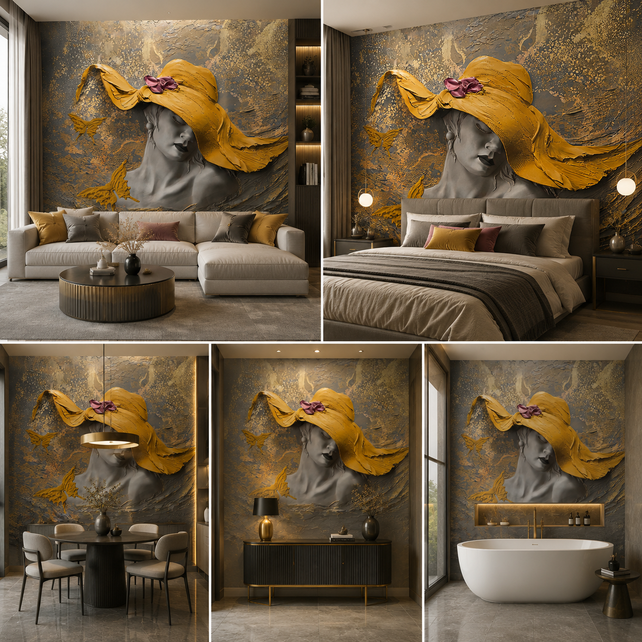 A Beautiful Lady Wallpaper for Living Room Self Adhesive