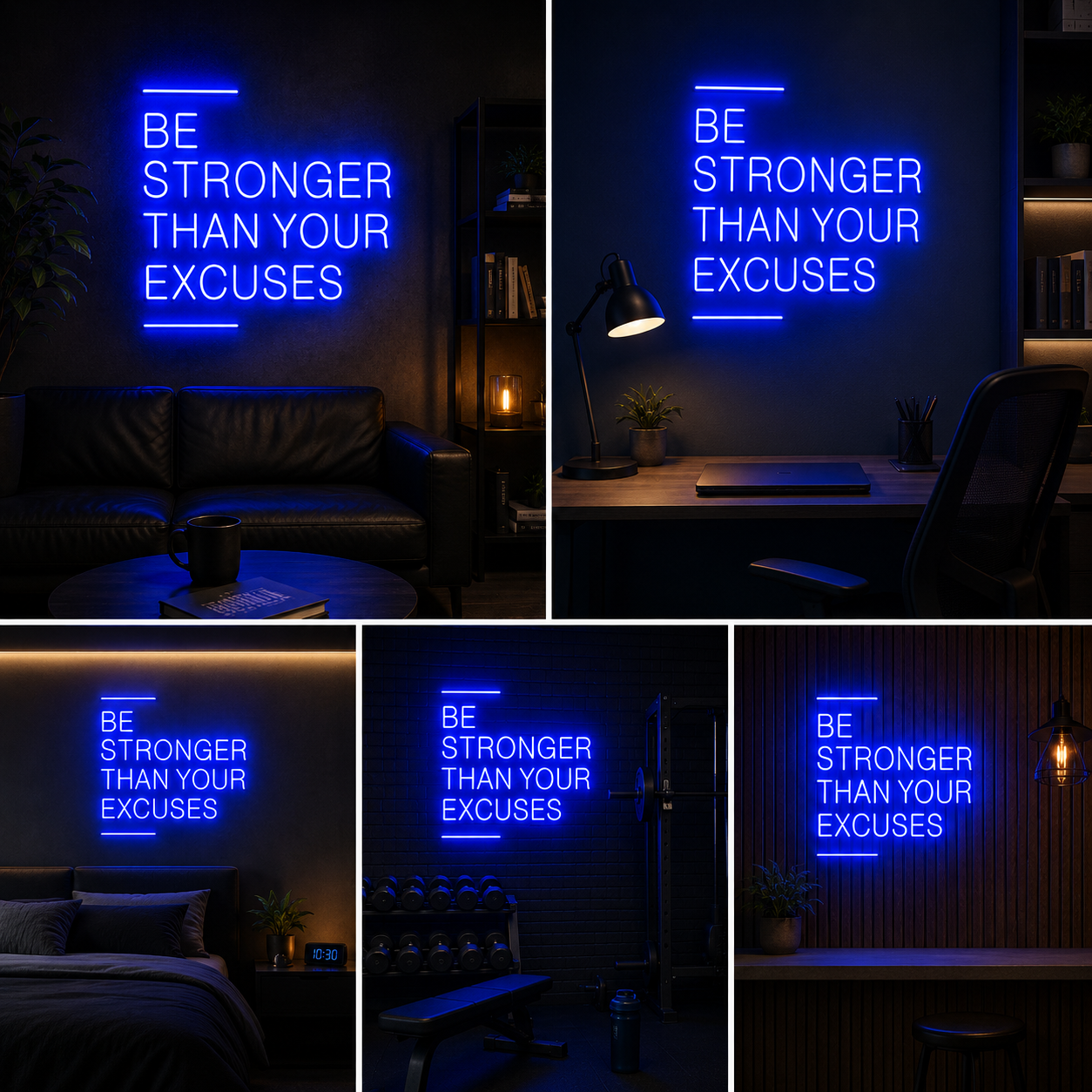Be Stronger Than Your Excuses Neon Sign LED Wall Light Big Size Gym Decor (30 By 24 Inches)