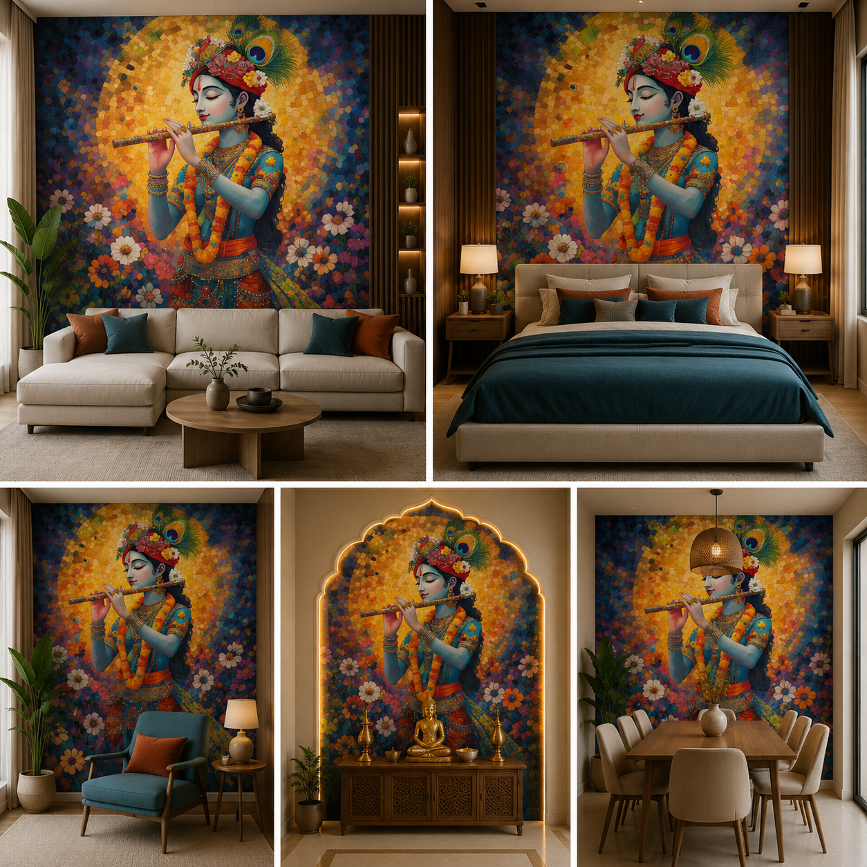 Lord Krishna Wallpaper | Peel & Stick Premium Wallpaper