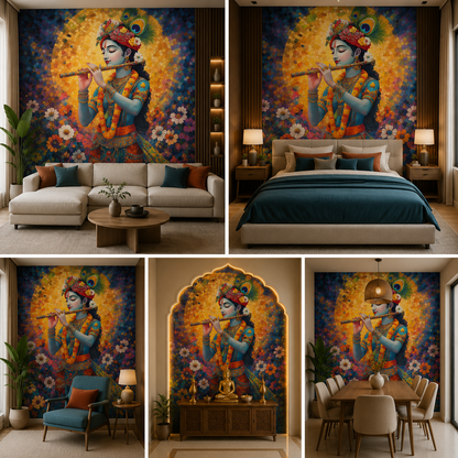 Lord Krishna Wallpaper | Peel & Stick Premium Wallpaper
