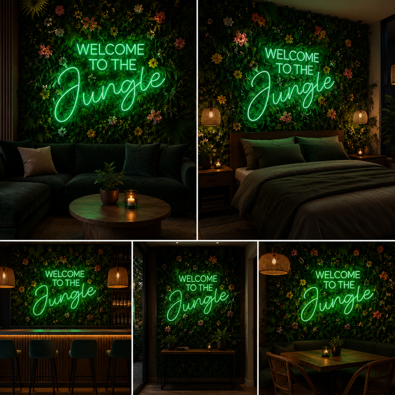 Welcome to the Jungle Neon Sign Board | Custom Neon Light | Green Neon Light Name Plate