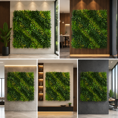 Premium Botanical Artificial Vertical Garden Wall Panel 1 x 1 Meter | Luxury Green Wall for Homes, Offices, Hotels & Commercial Spaces