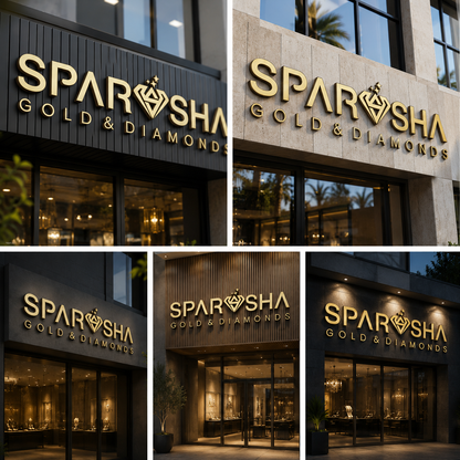 Premium 3D Acrylic LED Sign Board with Golden Finish for Jewellery Shop Branding