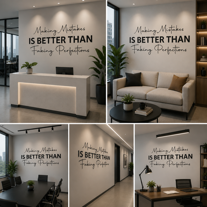 Motivational Acrylic Wall Quote Sign – Making Mistakes Is Better Than Faking Perfection 3D Typography Wall Decor for Office, Workspace & Creative Studios