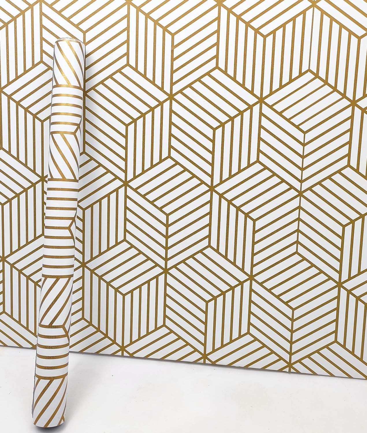 Self Adhesive Peel Stick 45 x 300 cm Waterproof Hexagon Wallpaper Wall Sticker for Living Room Hall Bedroom Decoration PVC Vinyl DIY Wall Stickers