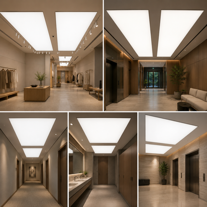 Large LED Backlit Panel False Ceiling | Modern Diffused Light Ceiling Panels for Commercial & Luxury Interiors