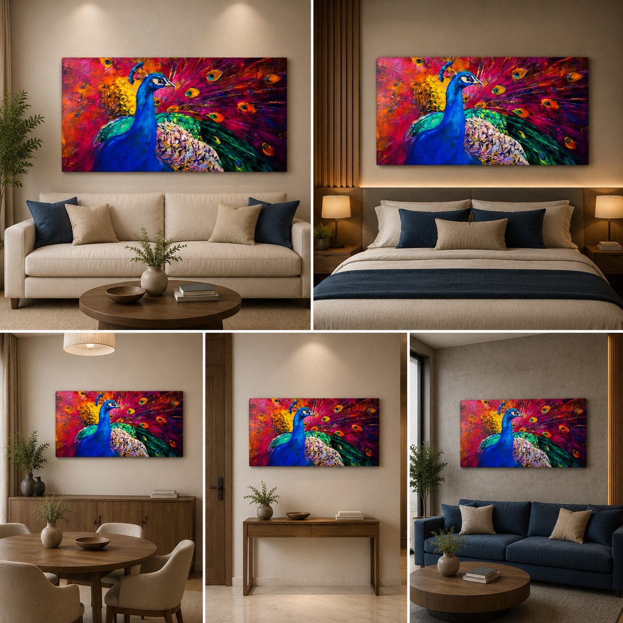 Madhubani Colourful Peacock Wall Painting Frame for Decor