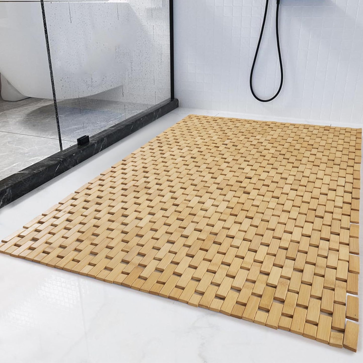 Non-Slidable Bamboo Bath Mat for Washroom, Garden, & Kitchen