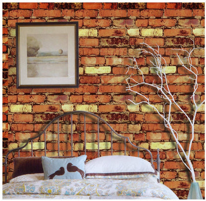 self Adhesive Wallpaper DIY Peel and Stick Wall Stickers for Living Room, Bedroom, Office (Brick Design, 45x 600 cm)