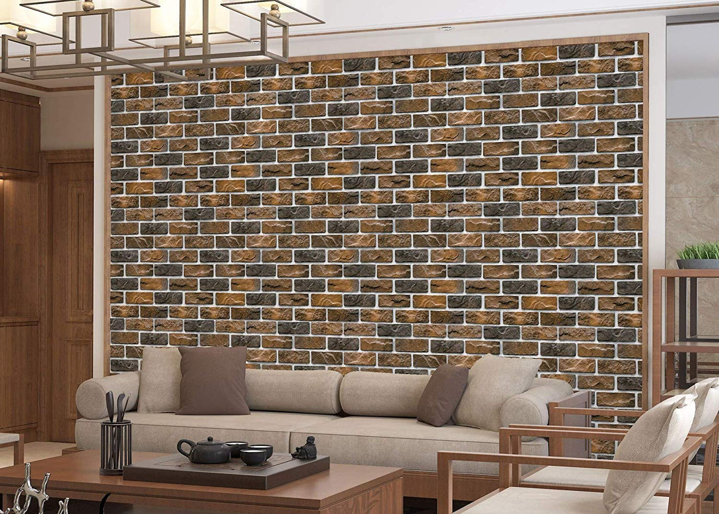 PVC Self-Adhesive 3D Brick Design Wallpaper, 57 sq. ft