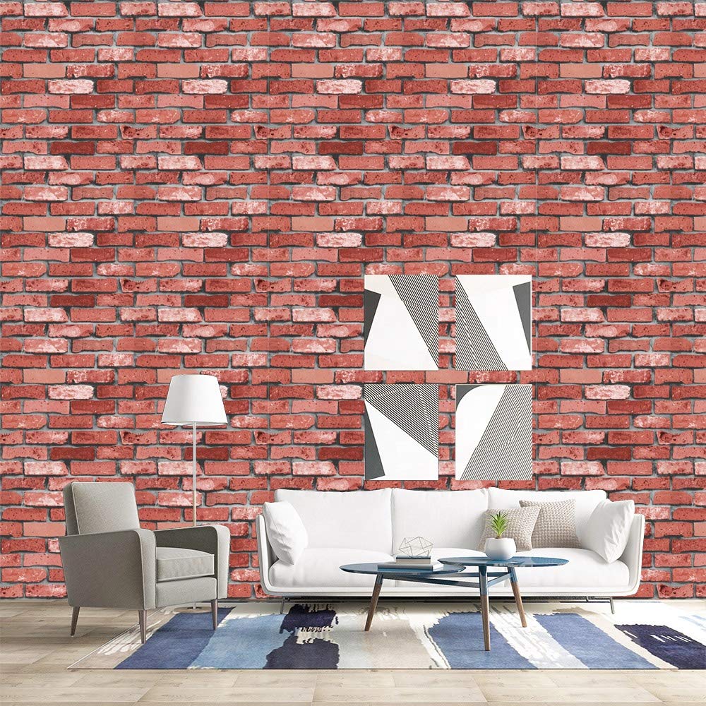 Wall Paper for Wall Decor, Non Adhesive Wallpaper for Walls Living Room, Bedroom (53 x 1000 cm, Roll 57sqft, Brick Design)
