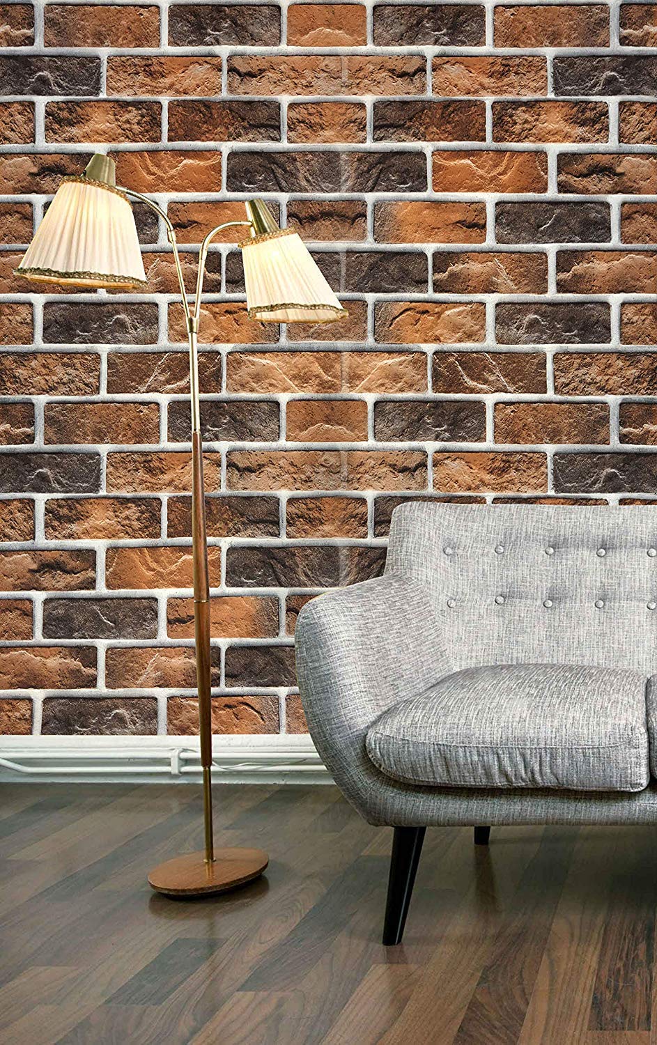 PVC Self-Adhesive 3D Brick Design Wallpaper, 57 sq. ft