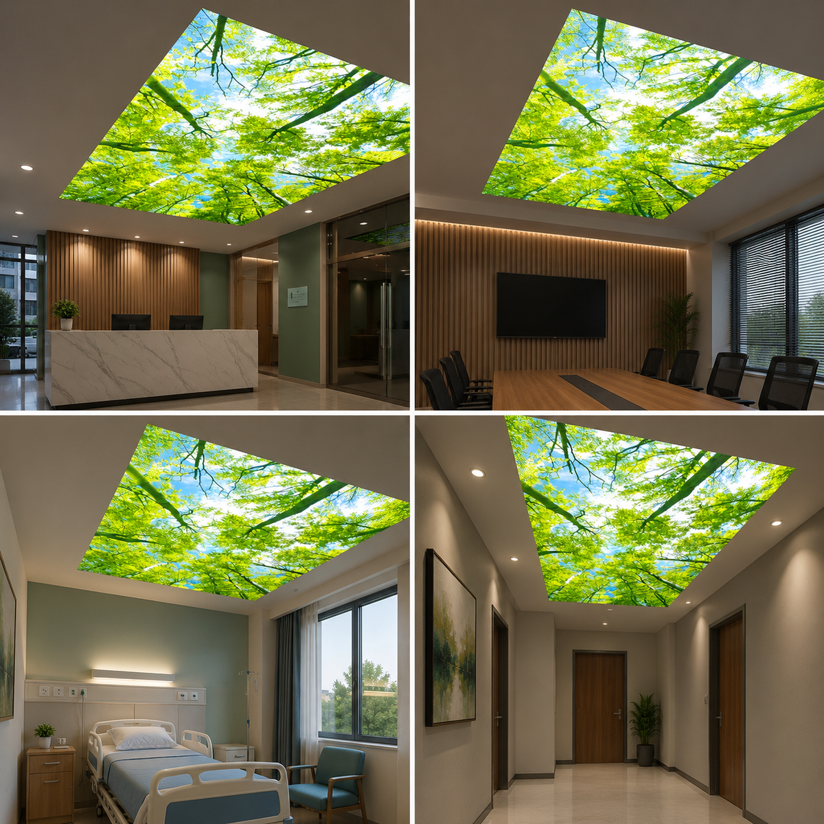 LED Fabric Light Box Panel | Backlit Tree & Sky Ceiling Display for Interiors