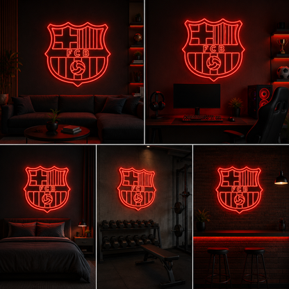 FC Barcelona Inspired LED Neon Wall Sign with Acrylic Backboard for Sports Room Decor