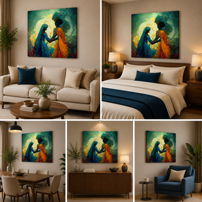Radha Krishna Canvas Painting Frame for Living Room Wall Decor