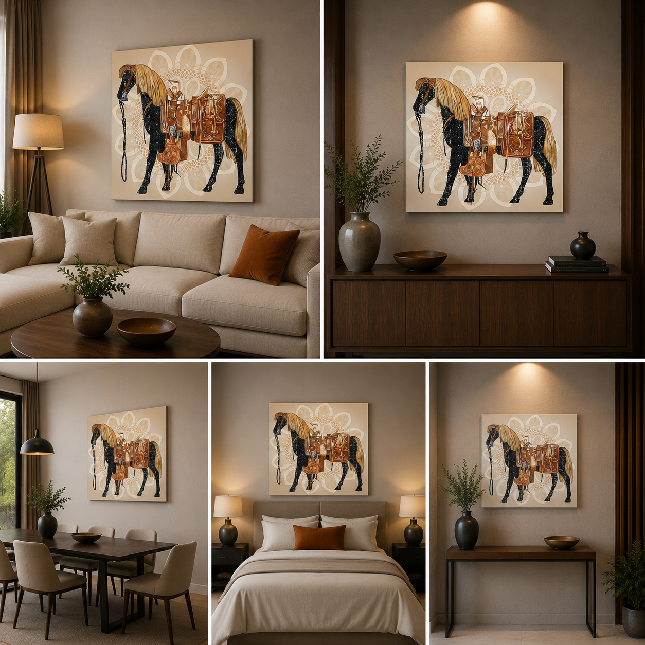 Abstract Horse Painting Wall Frame for Living Room