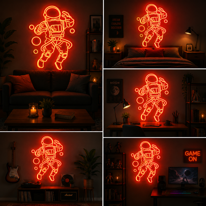 Astronaut Neon Sign Board | LED Space Theme Neon Light Wall Decor