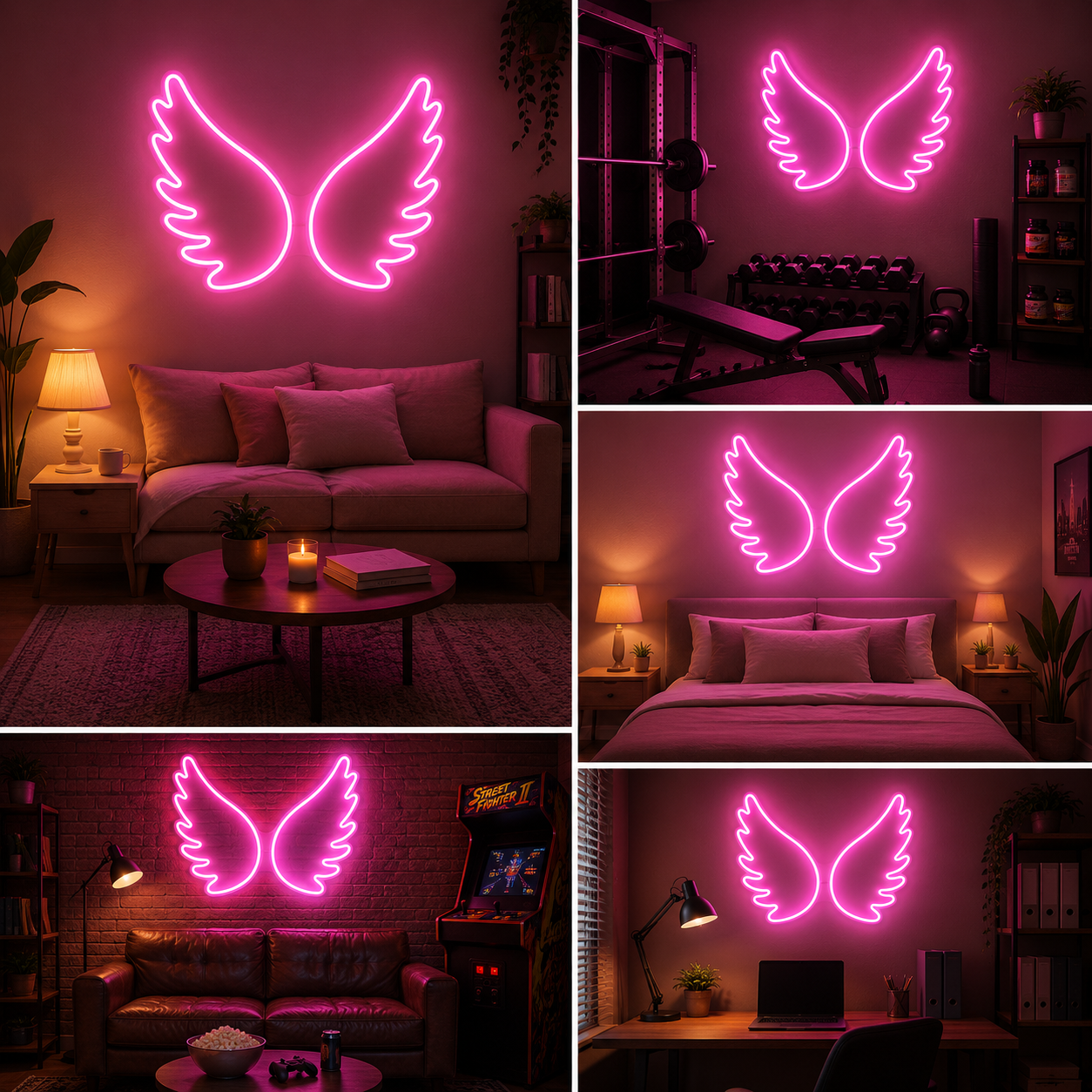 Minimal Pink Angel Wings Custom Neon Sign Board | Bedroom Aesthetic Neon Light | Custom Neon Light | Neon Sign Board Customised (30 By 30 Inches)