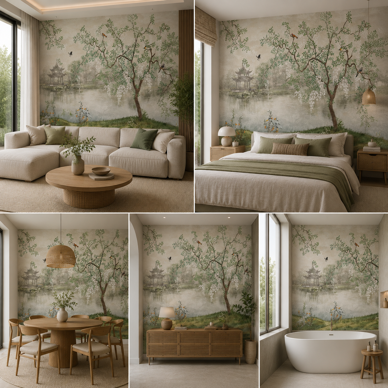 Birds on Tree Wallpaper for Living Room