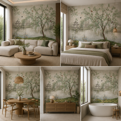 Birds on Tree Wallpaper for Living Room