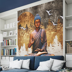 Beautiful Wallpaper for Living Room, Blessing Lord Buddha Wallpaper for Living Room Large Size | Self Adhesive Wallpapers, just Peel and Stick Wallpapers for Bedroom, Office Walls | Hassle Free Installation