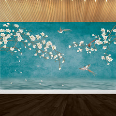 Premium Luxury Flying Birds Flower Tree Wallpaper for Home