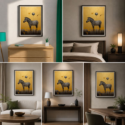 3D Painting of Zebra Animal Wall Art For Living Room Decor (24 By 36) In