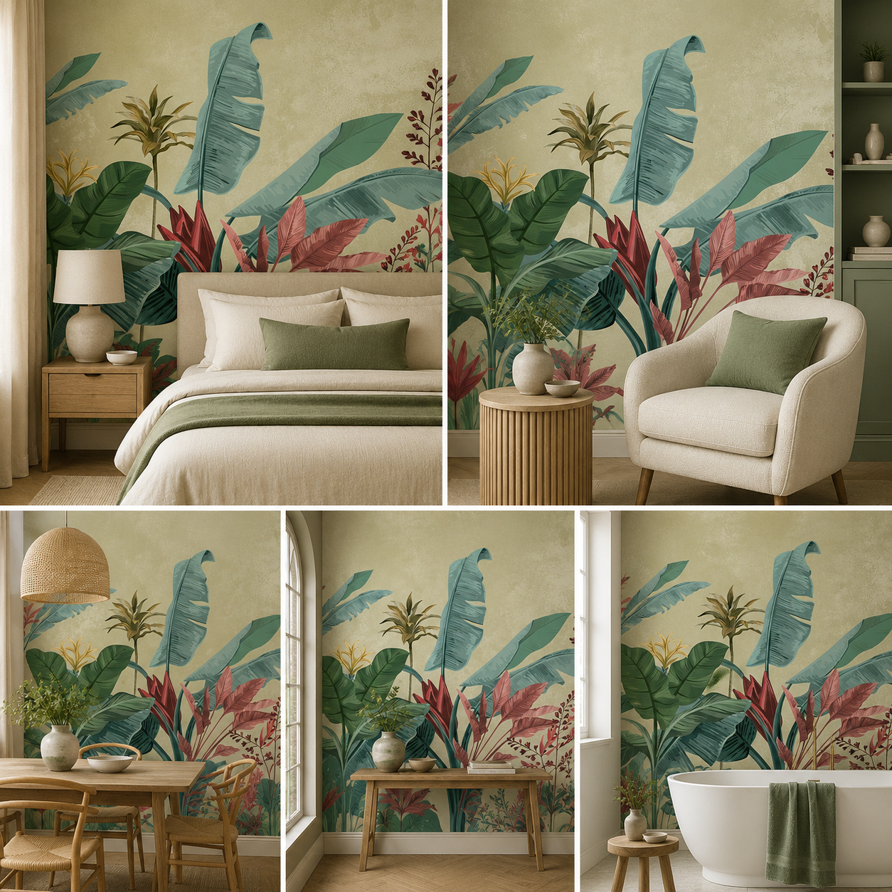 Premium Banana Tree Art Wallpaper Self Adhesive for Living Room