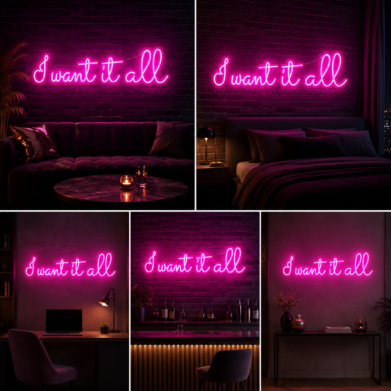 I Want It All Neon Sign Board | LED Neon Light Sign for Aesthetic Room & Wall Decor