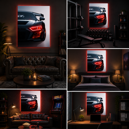 Luxury Sports Car Headlight Custom Neon Sign Board | Supercar Neon Light Wall Art | Custom Neon Light | Neon Sign Board Customised (15 By 18 Inches)