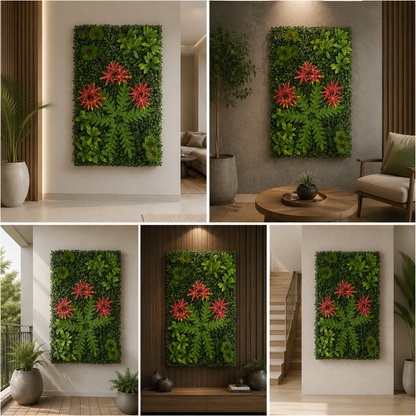 Artificial Vertical Garden, Artificial Wall Flower for Wall Decor | Artificial Green Wall Hanging Plants | Wall Decoration (16 by 24 Inches)