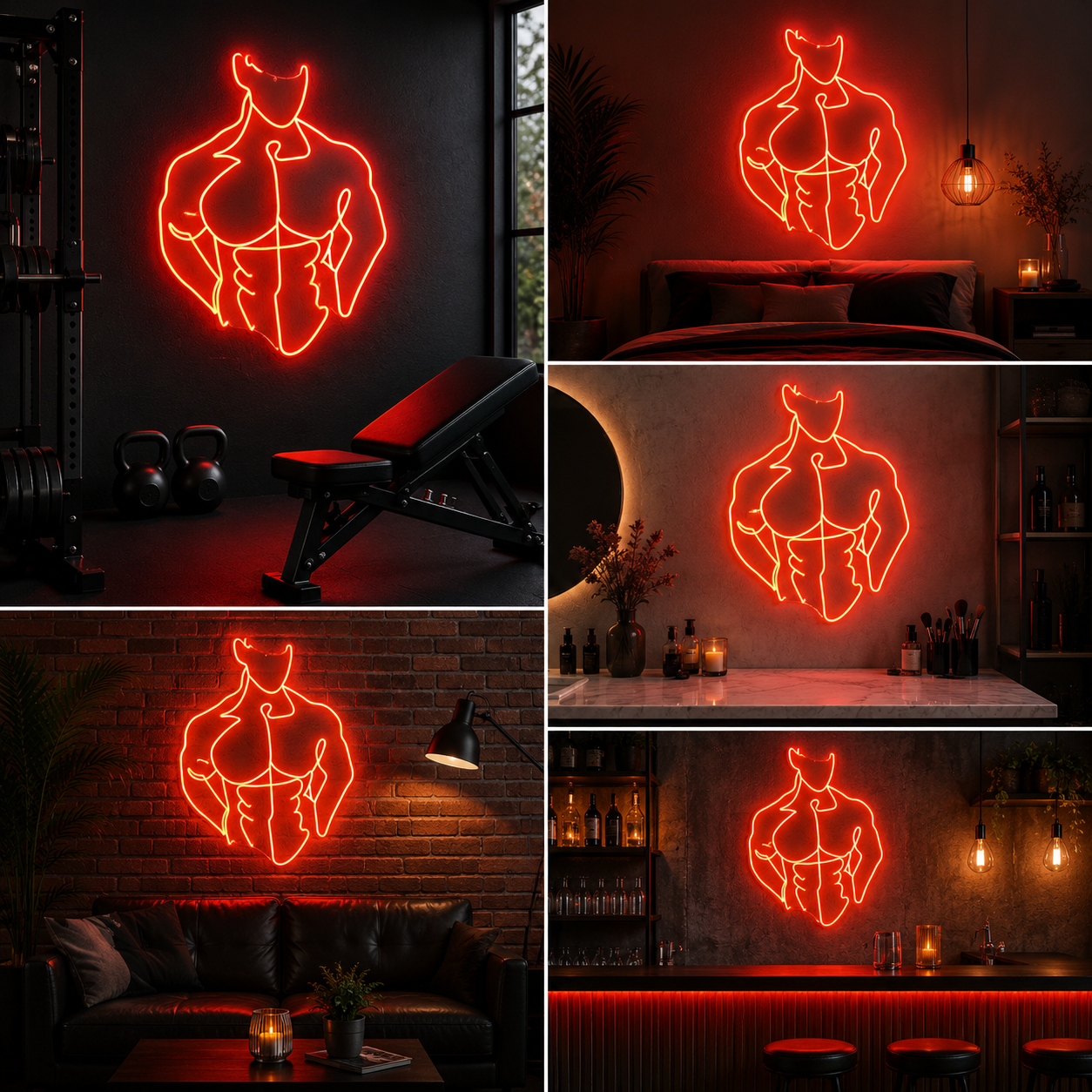 Bodybuilder Custom Neon Sign Board | Fitness Physique Neon Light Board | Custom Neon Light | Neon Sign Board Customised (24 By 36 Inches)