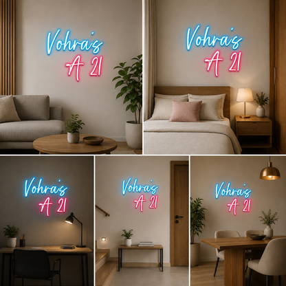 Personalized Multicolor Neon Acrylic Name Plate with House Number for Modern Home Entry