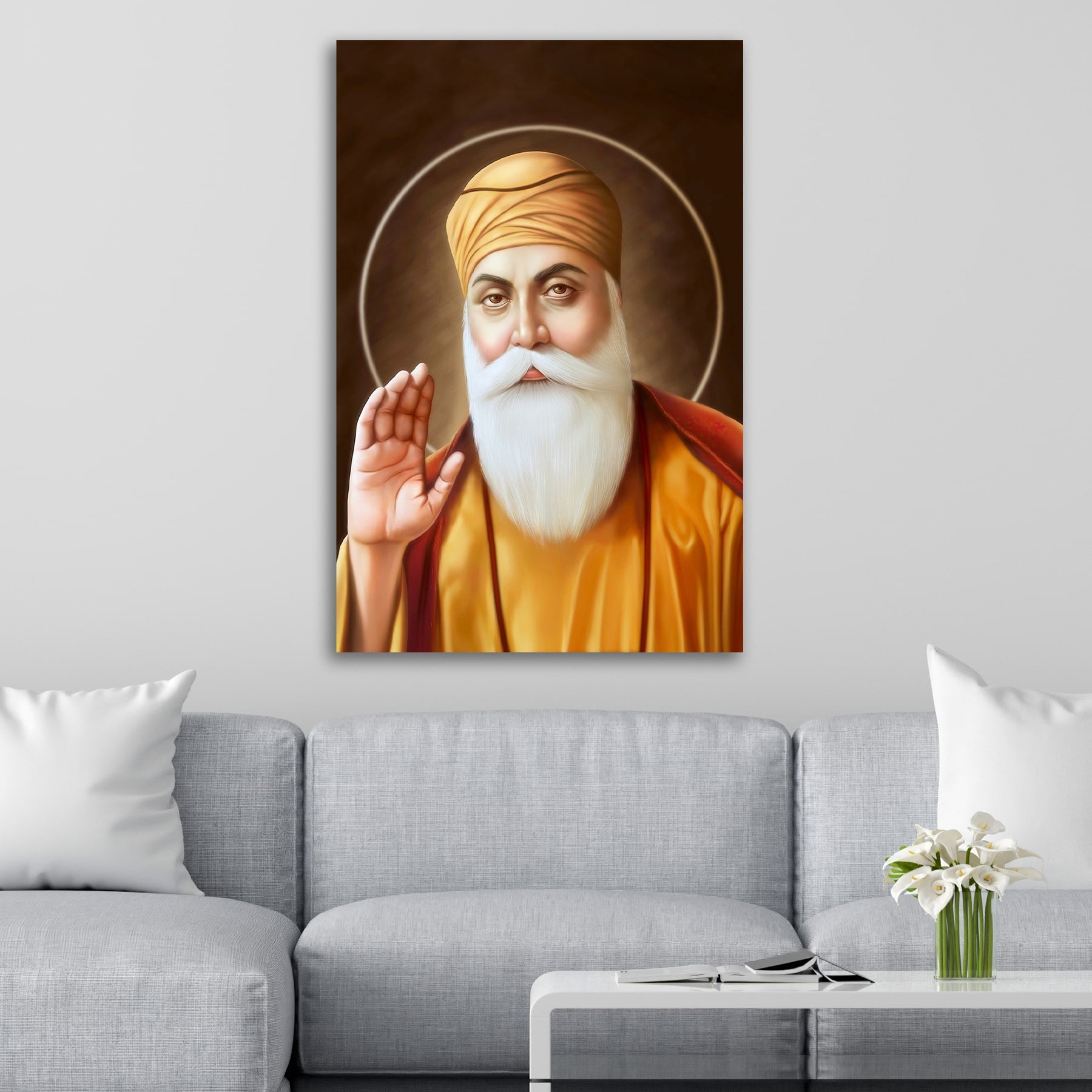 Beautiful Canvas Painting Guru Nanak Wall Frame