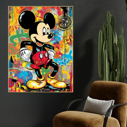 90S Love The Mickey Cotton Canvas Wall Painting (24 By 36) Inches