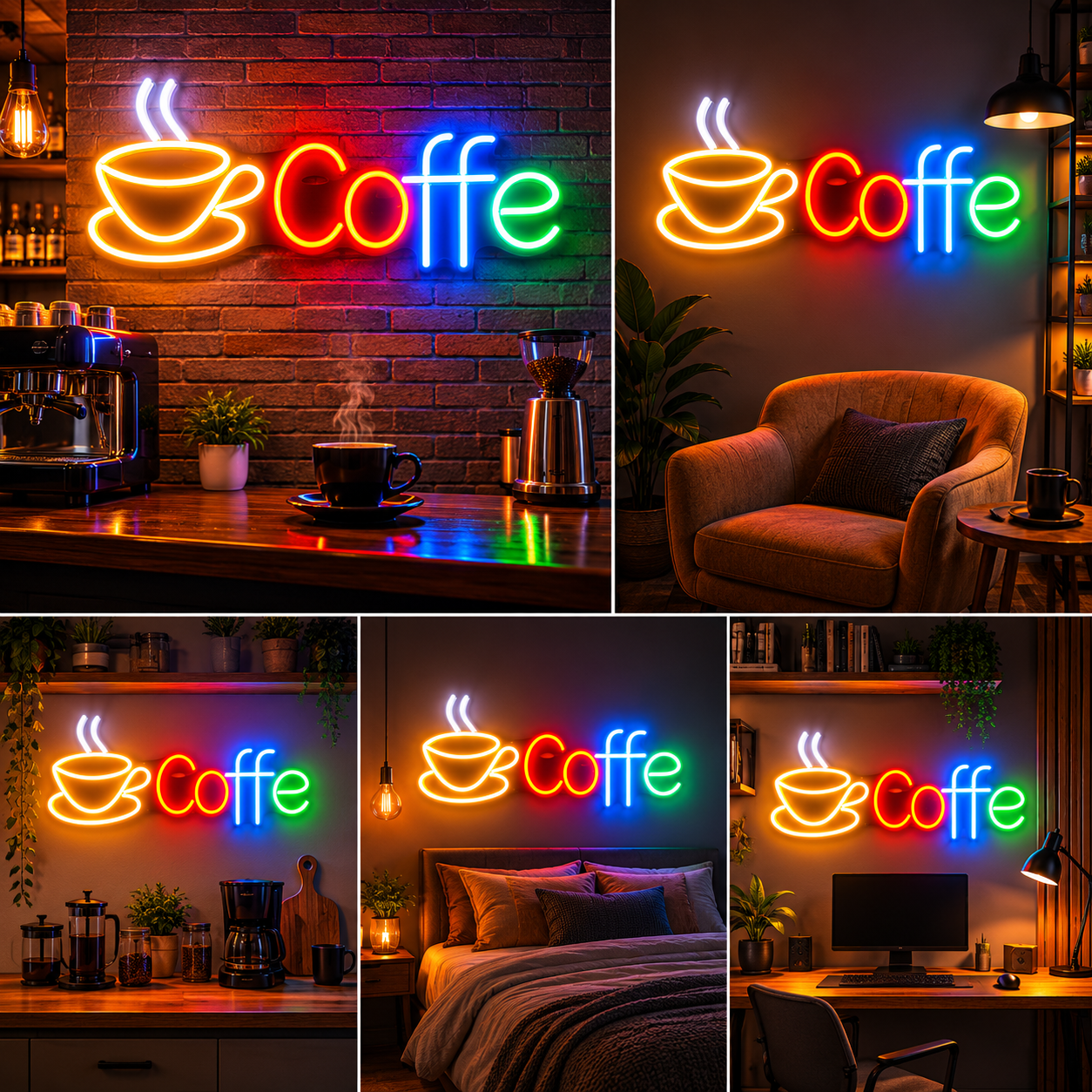 Coffee Neon Sign Board with Cup | Cafe Neon Light Sign for Coffee Shop Decor (24 Inch)