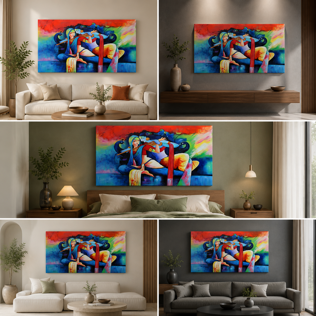 Radha Krishna Painting Frame for Living Room Wall Decor