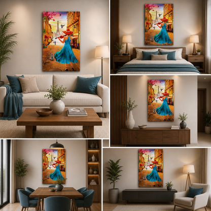 Music Instrumental Girl Painting for Living Room Decor
