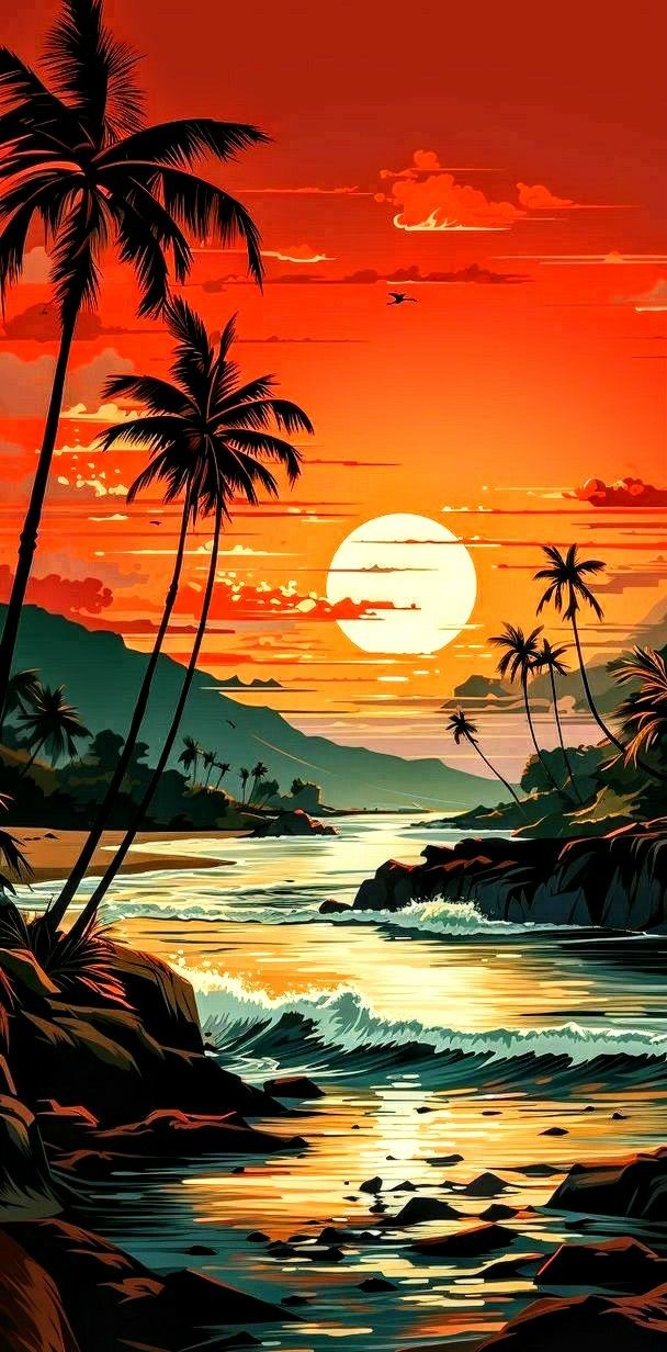 Tropical Sunset Ceiling Panel with Beach Scene for Luxury Living Room False Ceiling