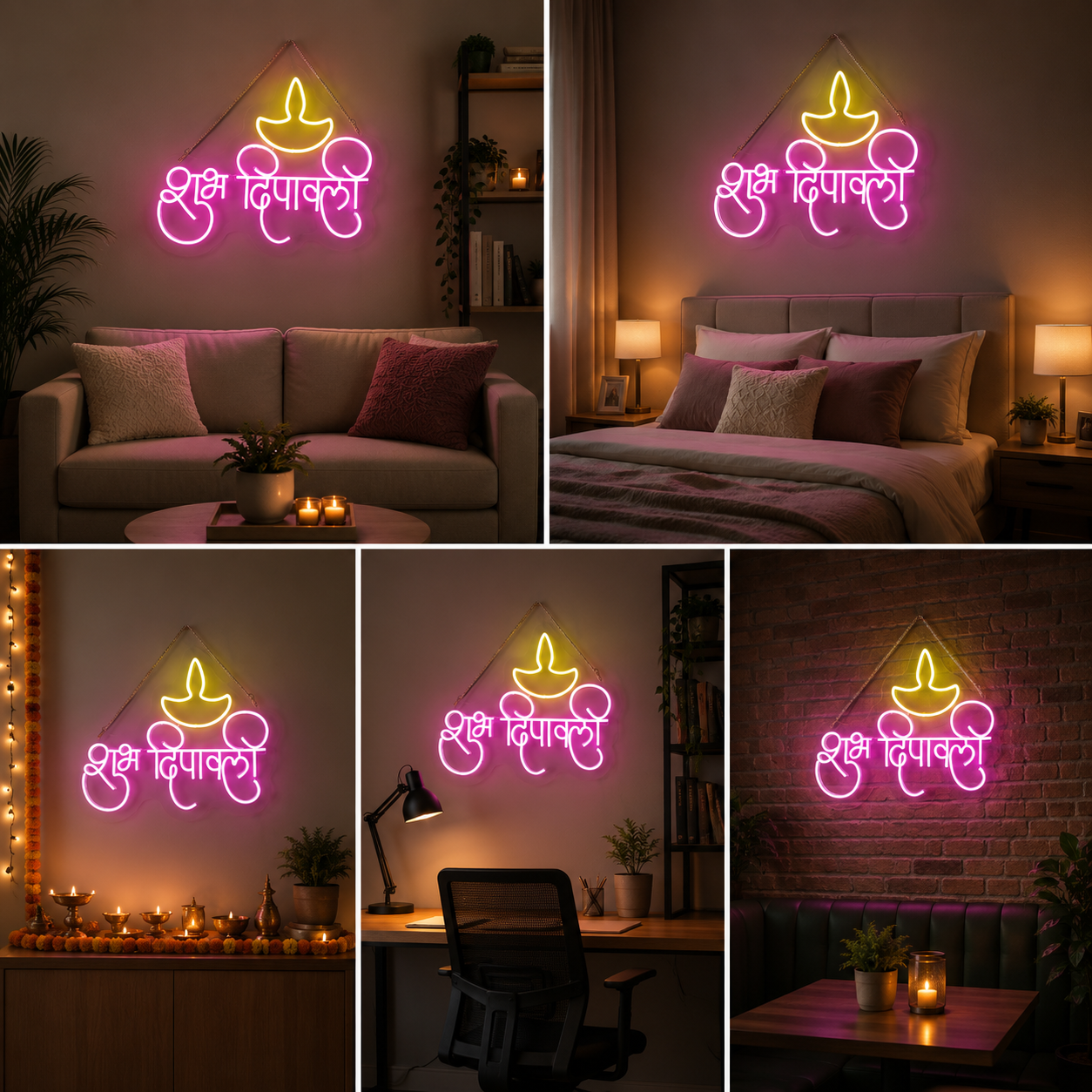 Shubh Deepavali Neon Sign Board | LED Diwali Neon Light for Festive Home Decor