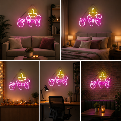 Shubh Deepavali Neon Sign Board | LED Diwali Neon Light for Festive Home Decor