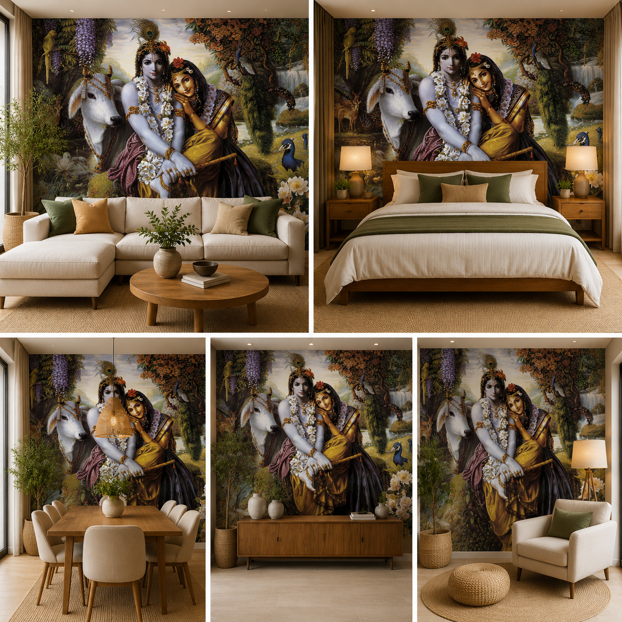 Radha Krishna Wallpaper for Living Room Self Adhesive