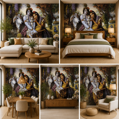 Radha Krishna Wallpaper for Living Room Self Adhesive