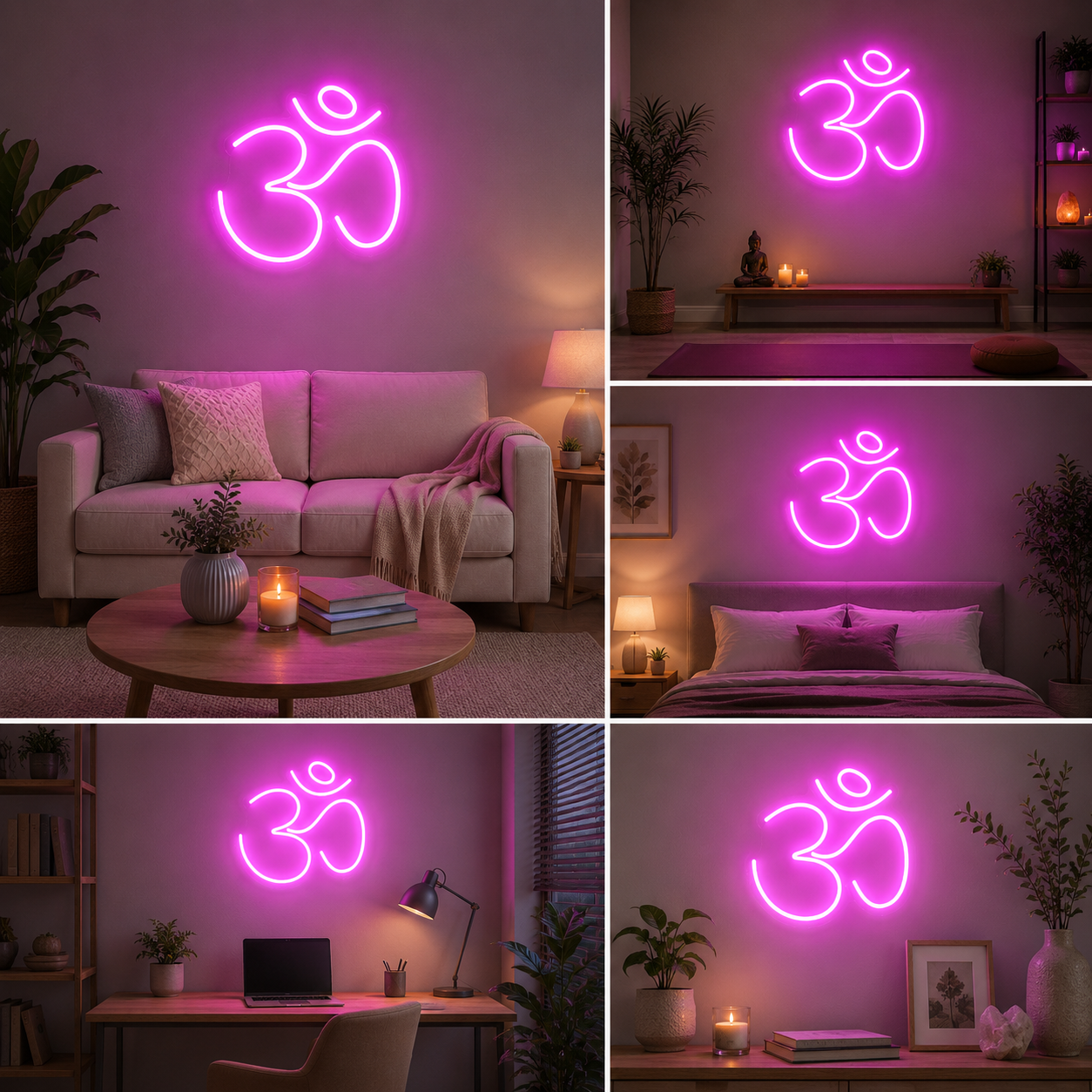 Om Neon Sign Board | LED Neon Light Name Plate for Home & Meditation Room (12 By 12 Inches)