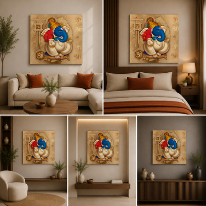 Lord Ganesha Painting Canvas Wall Frame for Home