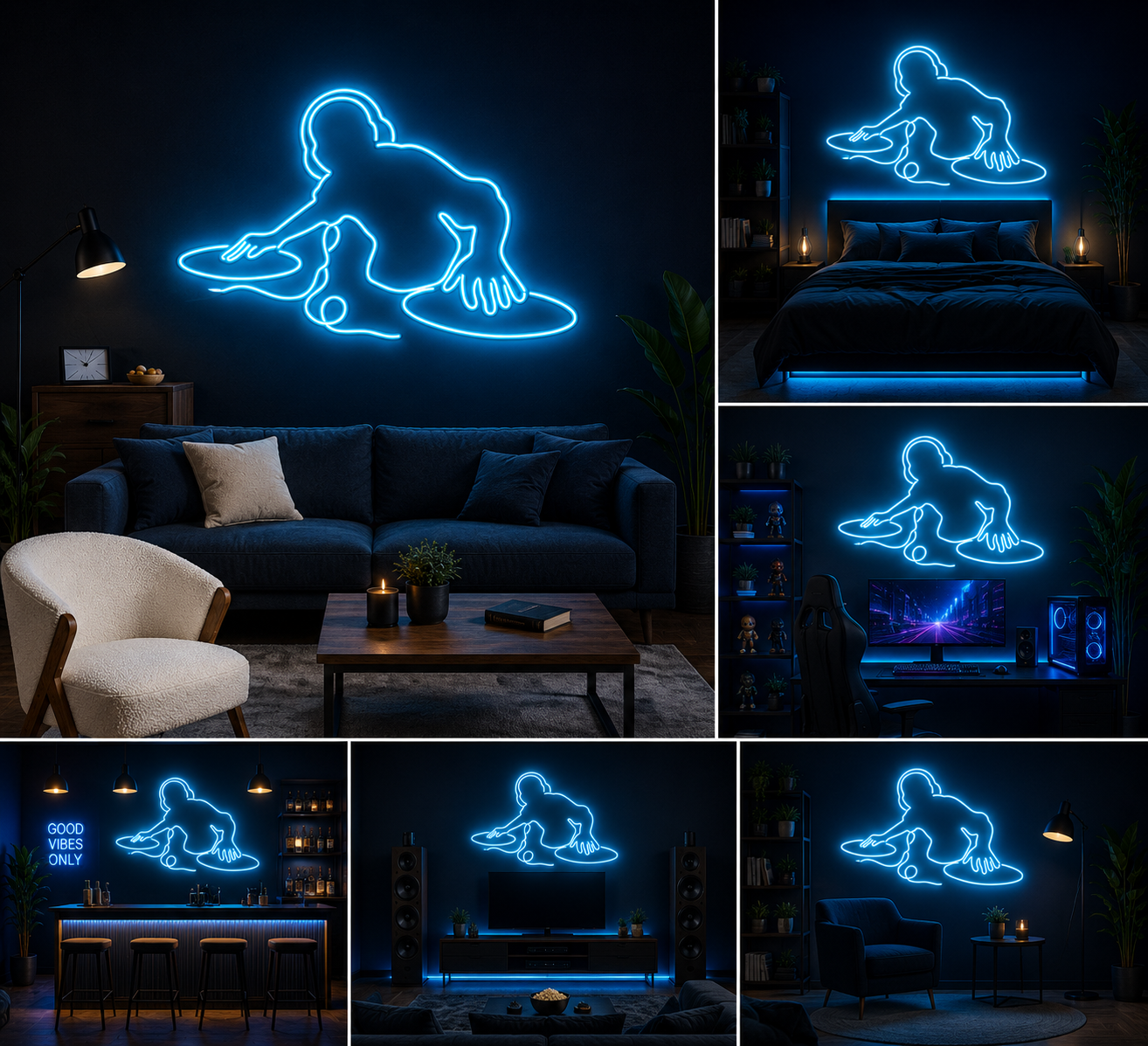DJ Neon Sign Board – Disc Jockey Custom Neon Light Wall Decor (30 By 20 Inches)