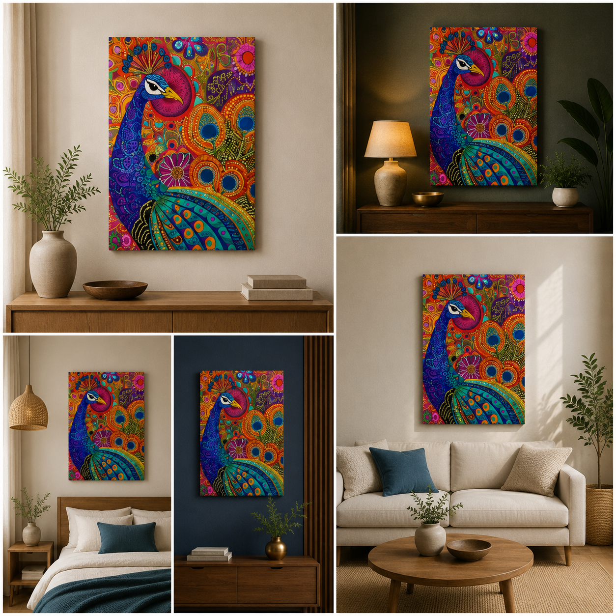 Sun Face Traditional Indian Canvas Wall Art | Ethnic Folk Sun Painting for Home Decor & Living Room (Copy)